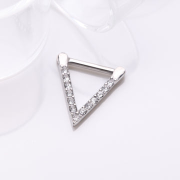 Detail View 1 of Urban Chevron Arrow Geometric Triangle Multi-Gem Clicker Hoop Ring-Clear Gem